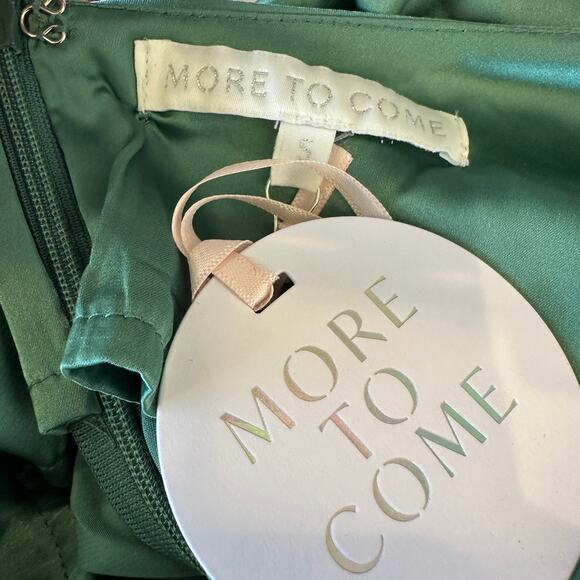 Revolve Teal Ruched Mini Dress SMALL Bodycon Princess Sleeve More to Come NEW - Picture 7 of 8